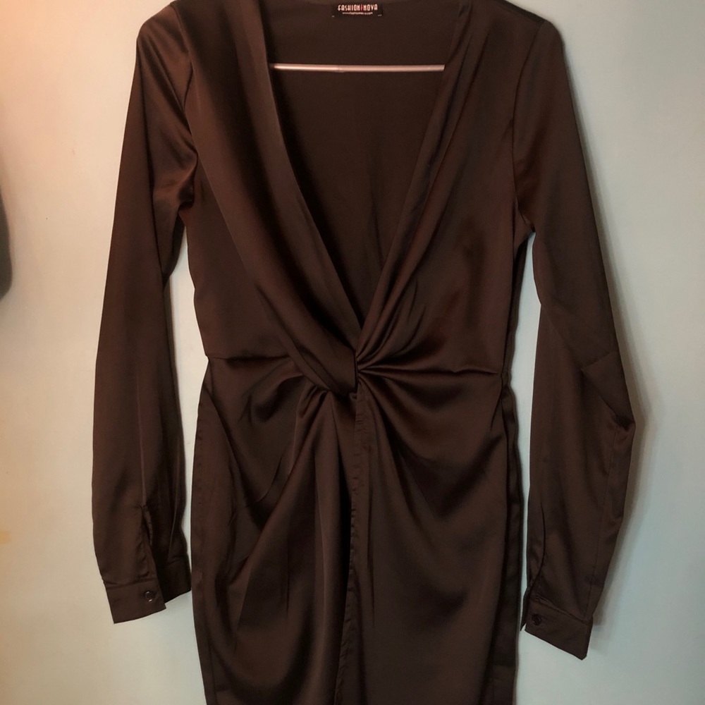 Fashion nova dress black classy silk